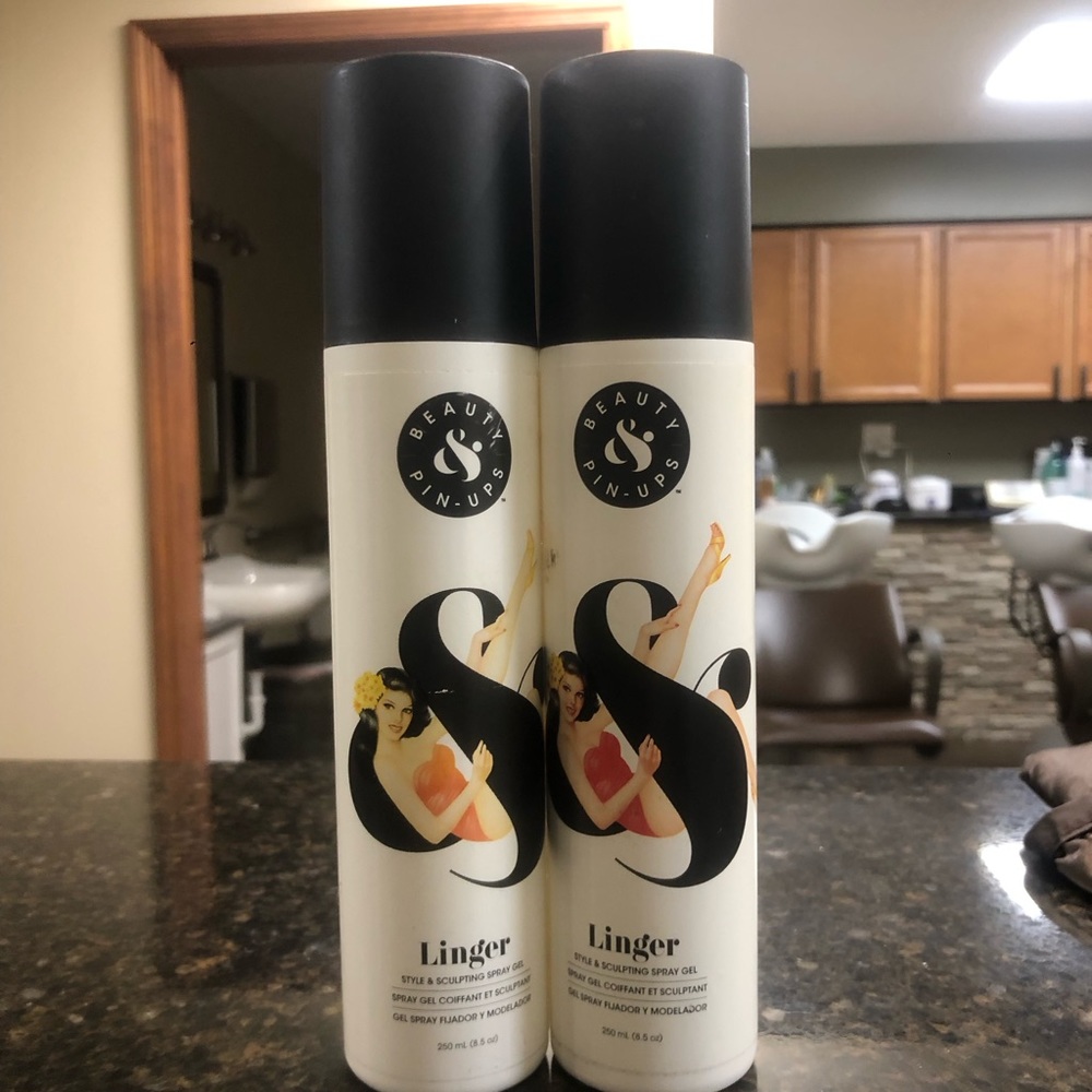 2 full sized beauty & Pin-ups Linger style & sculpting spray gel 8.5oz each